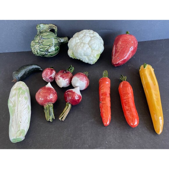 Vintage Italian Art Pottery Red Pepper 6" Majolica Vegetables Hand Painted - Picture 13 of 13